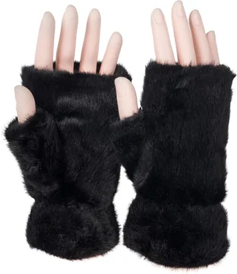 Produktbild von styleBREAKER Damen Fingerlose Handschuhe | Kuscheliges Kunstfell | Teddyfell