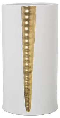 Produktbild von Tischvase aus Keramik in Weiß und Gold, 18 x 16 x 31 cm