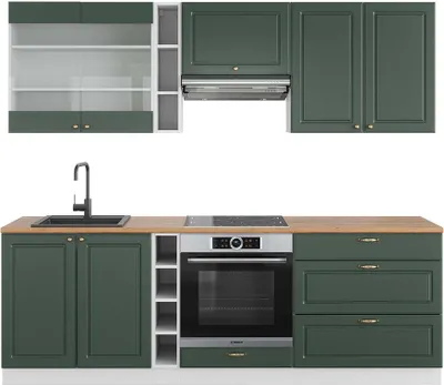 Image de Cuisine Vicco Fame-Line Vert-Or Landhaus/Blanc 235cm , PT Chêne, Model 42614