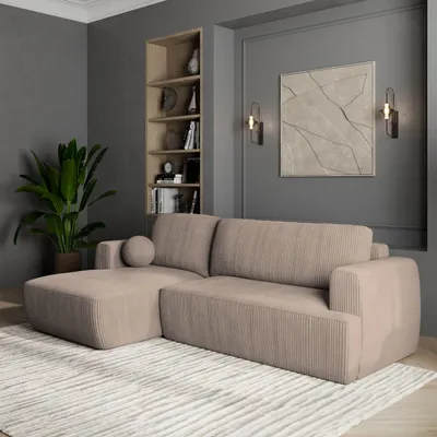 Produktbild von Masseno Ecksofa SENTI P L-S mit Schlaffunktion L-Form, Sofa mit Bettkasten, Wohnzimmersofa, Couch, Soffa, Bettsofa, Couchgarnitur- Beige, POSO 02