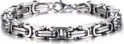 Produktbild von Gliederarmband Massiv Edelstahl Silber Farben