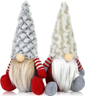 Zdjęcie produktu dla zestaw 2 świątecznych pluszowych lalek krasnali siedzących 25 cm x 16 cm Świąteczna dekoracja