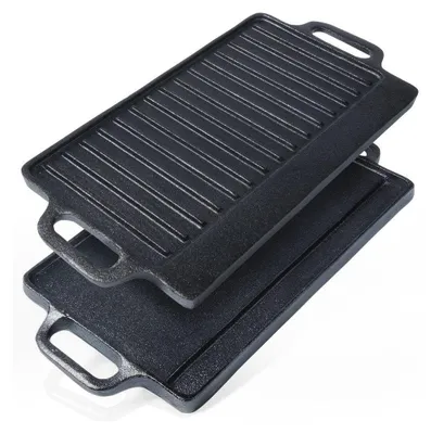 Produktbild von Doppelte Grillplatte aus Gusseisen für Backofen, Grill und Herd