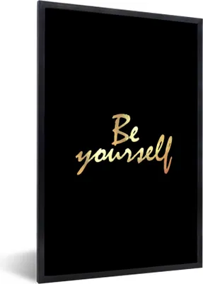 Produktbild von MuchoWow® Gerahmtes Poster Zitate - Selbstvertrauen - Gold - Schwarz 60x90 cm - Poster mit Schwarzem Bilderrahmen Wandposter Rahmen Foto Bilder - Kunst