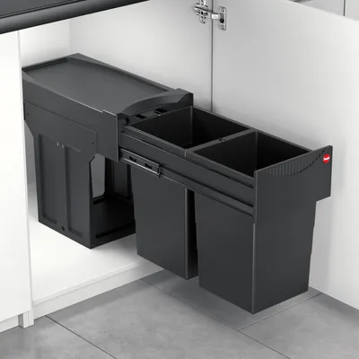 Image de Collecteur de déchets Hailo 3666851 Tandem 2x 15 litres Black Edition édition limitée