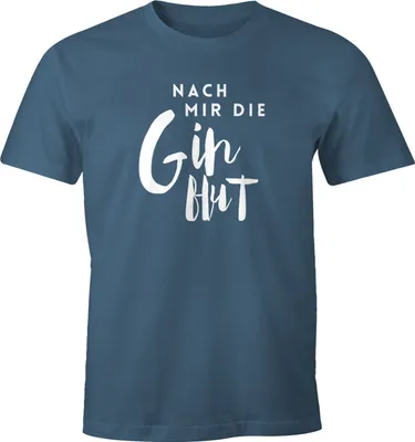 Produktbild von Herren T-Shirt Nach mir die Ginflut Gin Gin-Spruch Fun-Shirt Party-Shirt Moonworks® denim XL