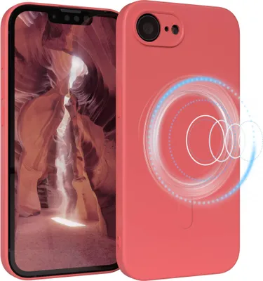 Produktbild von EAZY CASE - Silikonhülle magnetisch für Apple iPhone 16e, Hülle Silikon, weich stoßfeste Magnet Handyhülle, Schutzhülle mit Kameraschutz, TPU Bumper in Rot