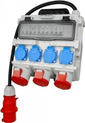 Produktbild von Stromverteiler Adapter Universell CEE Stromverteilung Industrie TR-S/FI 4x230V 3x400V 1x32A/2x16A Doktorvolt Verteilerkasten