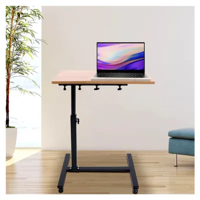 Produktbild von Höhenverstellbarer Laptoptisch 58-90 cm mit 360° Drehfunktion und 4 Bremsrollen, mobiler Beistelltisch für Büro, Wohnzimmer, Schlafzimmer