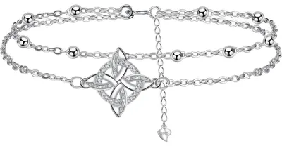 Produktbild von Fußkettchen Silber 925 Damen Verstellbar 22+4cm Keltisch Sommer Strand Schmuck Geschenk