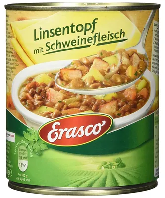 Obrázek produktu pro Erasco čočkový hrnec s vepřovým masem, vydatný a chutný 800g