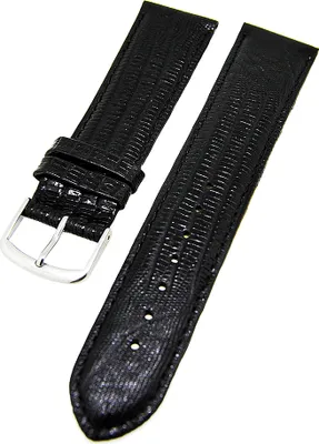 Produktbild von Uhrenarmband Kalbleder Armband Tejustruktur XL leicht gepolstert Schwarz 18mm
