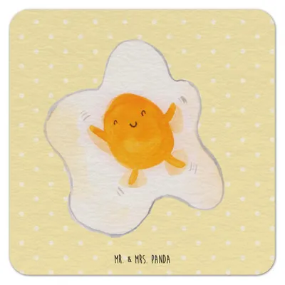 Produktbild von Mr. & Mrs. Panda Tassenuntersetzer Spiegelei Ei 100er Set - Gelb Pastell - Geschenk, Tag, Glücklich, Lustige Sprüche, Liebe, gläseruntersetzer, Schön, bieruntersetzer