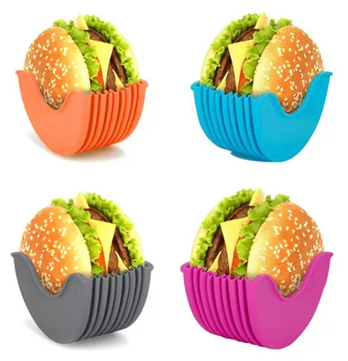 4er Set einziehbare Burger-Halter aus Silikon, wiederverwendbar