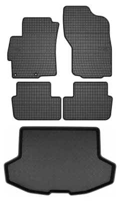Imagen del producto de Alfombrillas de goma + bandeja de maletero para Mitsubishi Lancer VIII CY 2007-2016 – juego de 5 piezas, negras, a medida – Wielganizator SolidPRO
