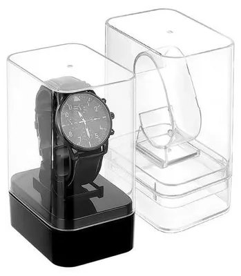 Produktbild von Uhrenhalter mit stabilem Display – Uhrenhalter – Uhrenvitrine – Kunststoff – Kompakt – 8,7 cm x 6,4 cm x 12,8 cm