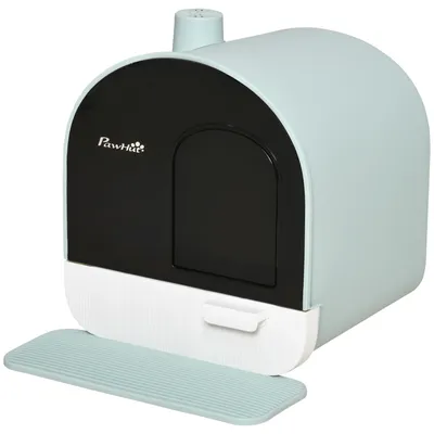 Productafbeelding van PawHut kattenbak, kattenwc met deksel en kattenbakvulling, antislipmat, groen