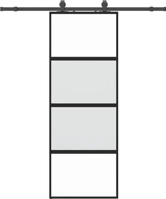 Produktbild von vidaXL Schiebetür mit Beschlag Schwarz 76x205 cm Hartglas