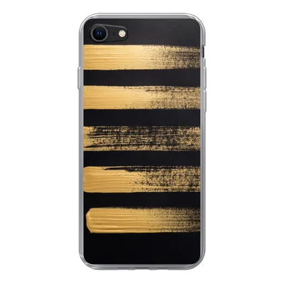 Produktbild von MuchoWow® Handyhülle Schutzhülle Hülle für iPhone SE 2020 Muster aus goldener Farbe auf schwarzem Hintergrund Silikon Softcase Handy Hülle - Kartenbesitzer