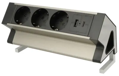 Immagine prodotto di Ci sono diverse opzioni per prese da scrivania:
* Prese da scrivania con alimentazione da tavolo, dotate di porte USB A e C.
* Strisce di prese di tipo F per scrivania
