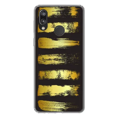 Produktbild von MuchoWow® Handyhülle Schutzhülle Hülle für Huawei P20 Lite (2020) Goldene Streifen auf schwarzem Hintergrund Silikon Softcase Handy Hülle - Kartenhalter