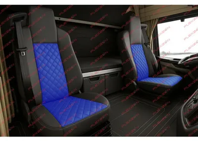 Obrázok produktu pre Sada 1+1 poťahov sedadiel z umelej kože pre MAN TGX EURO 6 2021+ – modro-čierna
