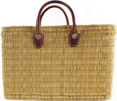Produktbild von Kobolo Seegrastasche mit Griffen 44x18x30 cm aus Leder Größe M - Taschen Tesche Damentasche Ibizatasche Einkaufstasche Shopper Umhängetasche Bag Deko