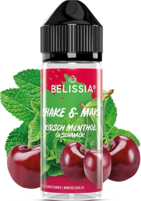 Produktbild von Belissia Shake and Make Kirsch-Menthol - 10ml hochdosiertes Lebensmittelaroma + 120ml Schüttelflasche - Für Backen, Speisen, Getränke, DIY & Raumduft