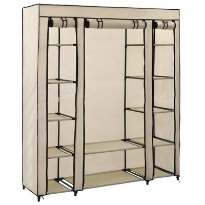 Immagine prodotto di vidaXL Armadio in tessuto con scomparti appendiabiti crema 150x45x176cm