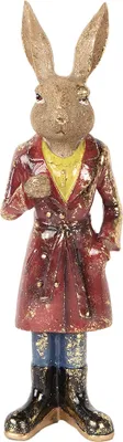 Produktbild von Clayre & Eef Dekorationsfigur Kaninchen 25 cm Braun Rot Kunststoff
