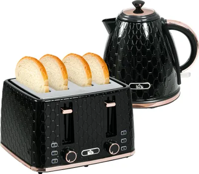 Obrázok produktu pre Rýchlovarná kanvica HOMCOM s toastovačom, objem 1,7 l, na 4 krajce chleba, s 7 stupňami opekania