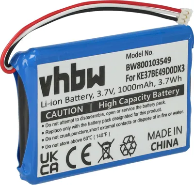 Produktbild von vhbw Akku Ersatz für Garmin AI32AI32FA14Y, KE37BE49D0DX3 für GPS Navigation Navi (1000 mAh, 3,7 V, Li-Ion)