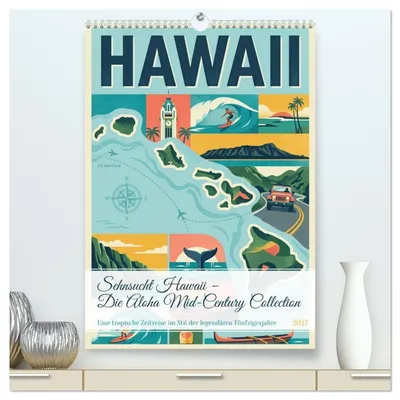 Produktbild von Sehnsucht Hawaii - Die Aloha Mid-Century Collection (hochwertiger Premium Wandkalender 2027 DIN A2 hoch), Kunstdruck in Hochglanz