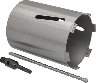 Produktbild von Diamant Bohrkrone Diamantbohrkrone Kernbohrkrone Beton Ø 142 mm mit SDS-plus Adapter 100 mm + Zentrierbohrer 240 mm Nutzlänge 180 mm