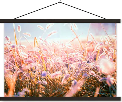Produktbild von MuchoWow® Textilposter Winter - Eis - Sonne 60x40 cm mit schwarzem Rahmen - Hölzernes