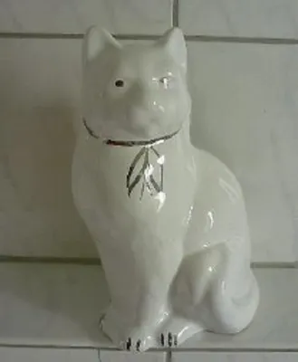 Produktbild von WC-Bürstengarnitur aus Keramik in Form einer Katze weiß-gold