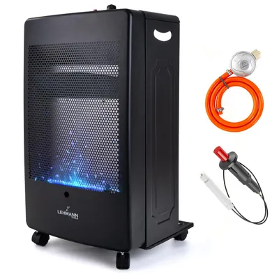 Immagine prodotto di LEHMANN Stufa a Gas 3,8kW per Ambienti Fino a 80 m², 2 Livelli di Riscaldamento, Fiamma Blu, GPL/Propano/Butano