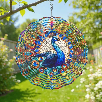 Produktbild von Windspinner 3D – Kinetische Dekoration für den Garten – Edelstahl – Wetterbeständig – Hängendes Ornament – Verzaubernde visuelle Effekte – Dekoration für den Garten