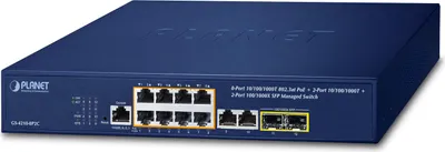 Obrázek produktu pro Planet IPv4/IPv6 8-Port Managed 802.3at POE+ Gigabit Ethernet - 1 Gbps - 8-Port