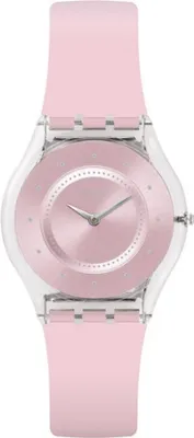 Produktbild von Swatch Damen Armbanduhr Sfe111 Quarz 34 mm Kunststoffgehäuse Silikonarmband