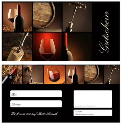 Produktbild von 50 x Geschenkgutscheine (Wein-641) Ein super Produkt für Ihre Kunden. Gutscheine Gutscheinkarten Gastronomie, Restaurant, Weinhandel