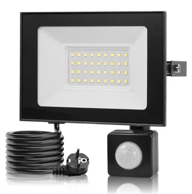 Produktbild von LED-Flutlichtstrahler - 30 W - 2er-Pack - 3000 K Warmweiß - IP66 wasserdicht - Außenbereich - EU-Stecker