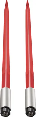 Produktbild von SucceBuy 39" Heuspeerpaar, 3000 lbs Tragkraft, Schnellbefestigungs-Ballenspieß für Quaderballen, 1 3/4" rot beschichtete Gabeln mit Sechskantmutter und Hülse für Traktorlader