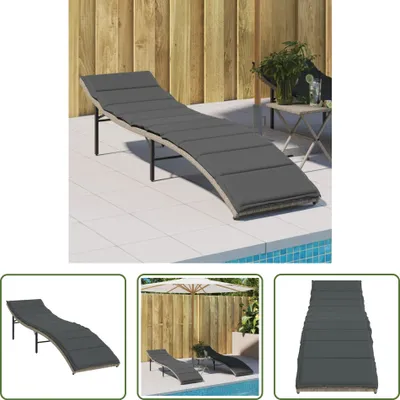 Productafbeelding van Living Store ligbed met kussen, lichtgrijs, 55x199x50 cm, polyrotan