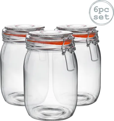Produktbild von Vorratsgläser aus Glas – 1 Liter – orangefarbenes Siegel – 6 Stück