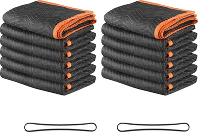 Zdjęcie produktu dla SucceBuy koce do przeprowadzki, 12 sztuk, 1829x1016 mm, koce ochronne z bawełnianym wypełnieniem, koce meblowe, koce magazynowe z włókniny do pakowania, wysyłki i ochrony mebli
