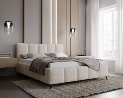 Obrázek produktu pro Čalouněná postel 160x200 ARMINDA 1 s úložným prostorem - krémově bílá