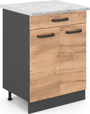 Produktbild von Küchenunterschrank Vicco R-Line Goldkraft Eiche 60 cm AP Marmor, Model 45815