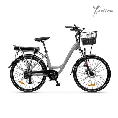 Image de Lancia Y Incanto (Ln-Bi-220001) City E-Bike (Grigio) - Bicyclette Électrique - Roues 26""X1.50"" - Moteur Bafang 250W 36V - Batterie 36V 10.4Ah - Guidon En Aluminium - Porte-Amortisseur - Autonomie Jusqu'à 70Km