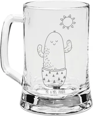 Produktbild von Mr. & Mrs. Panda Humpen Kaktus Sonne - Transparent - Geschenk, Seidel, Bierhumpen, Kakteen, Trennung, Krug, Neustart, Glas Bierkrug, Freundin, Scheidung, Geschenkidee